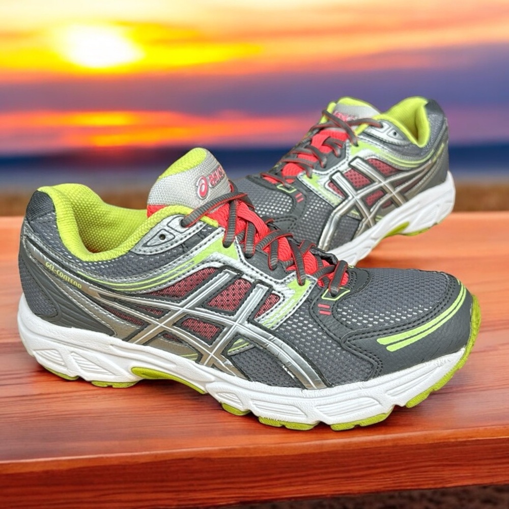 Asics Womens Gel Contend T2F9N Silver Green Running Walking Shoes Sneakers US 10